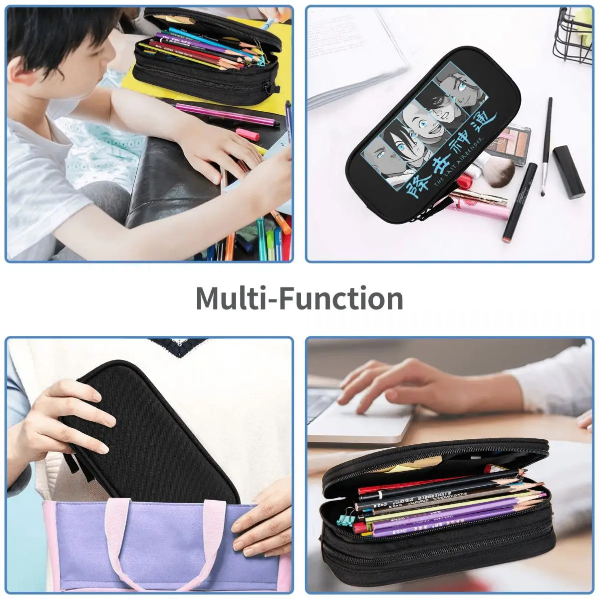 New Avatar The Last Airbender Kanji Group Pencil Case Pencilcases Pen Box for Student Large Storage Bag Office Gifts Stationery