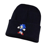 Animation Sonic Knitted Hat Autumn and Winter Hat Children and Students Warm Gloves Men and Women Outdoor Travel Warm Suit