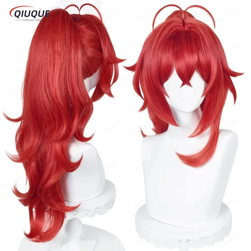 

didi 2025 2025 hhhGame Impact High Ponytail Red Diluc Ragnvindr Cosplay Heat Resistant Synthetic Wig