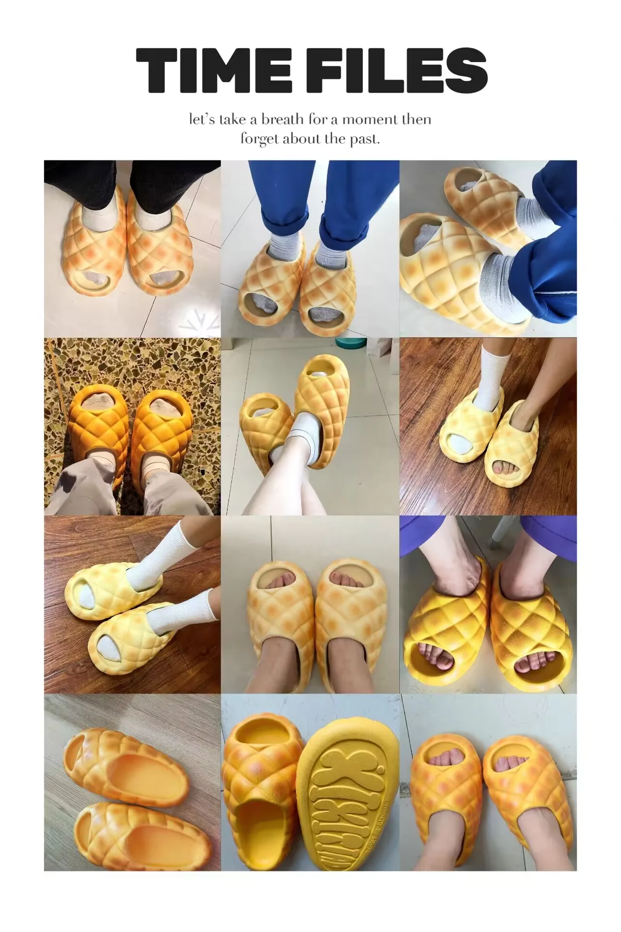 2025 Designer Fake Pineapple Bread Slippers Woman Chunky Flat Slides with EVA Cloud Shoes for Women 2025 Summer Beach Flipflops