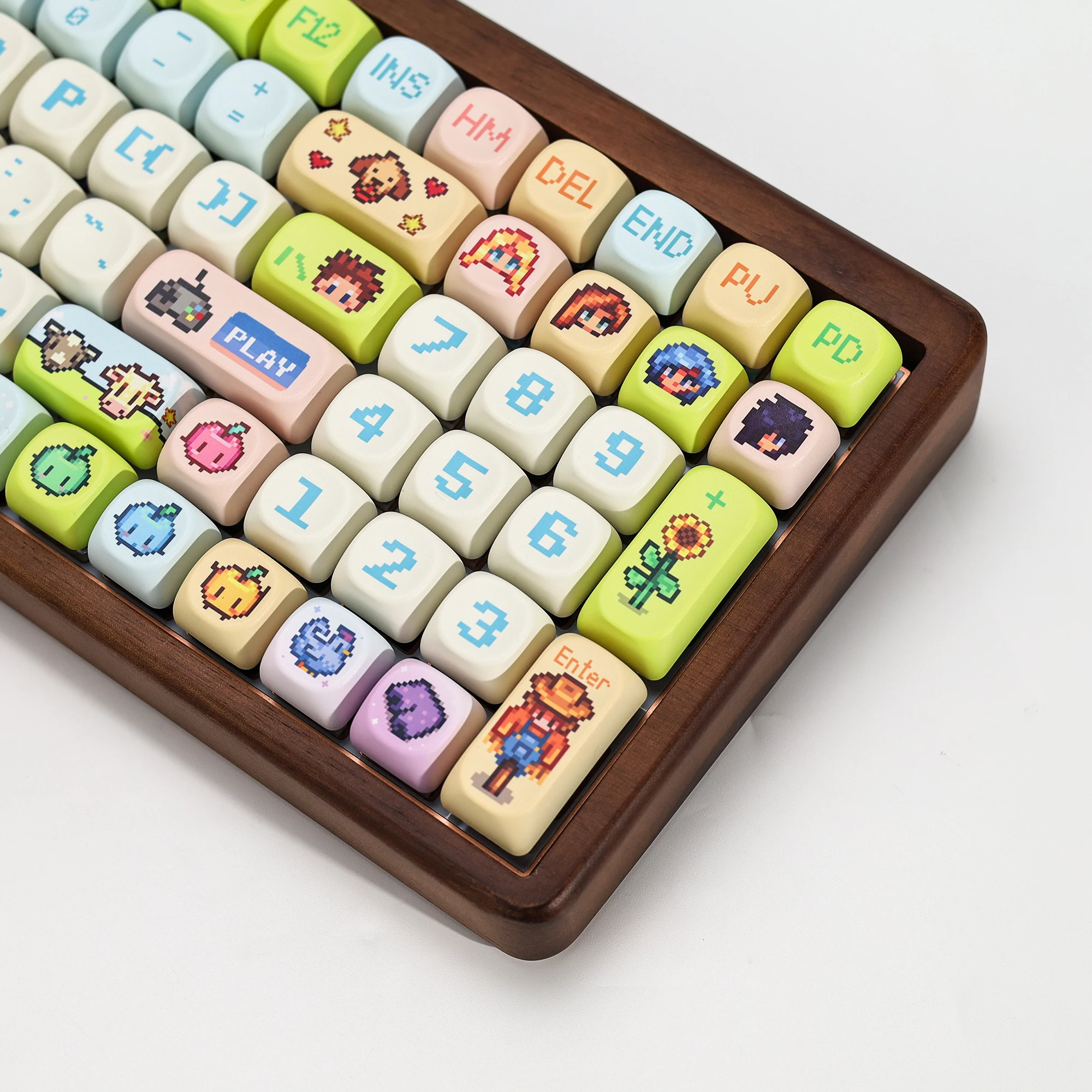 KBDiy Stardew Valley Themen-Keycaps Niedliche Anime Retro PBT KOA MOA Profil Alice ISO Tastenkappen Maßanfertigung für 60% Gamer Mechanische Tastatur – Detail 18