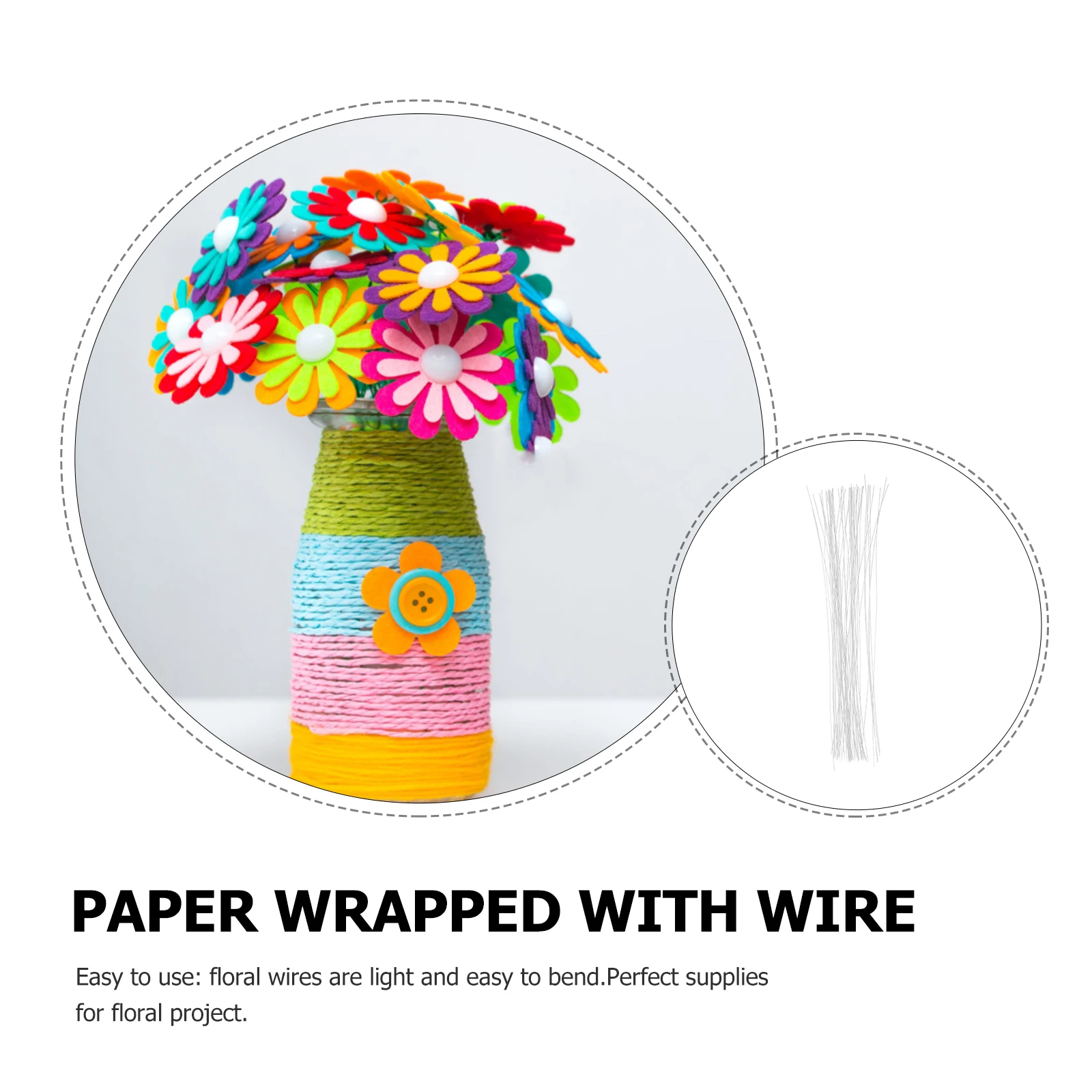 

50pcs Floral Stem Wire for Arrangement Artificial Paper Rattan Rose Branch Craft Decor Durable Flexible DIY Supplies
