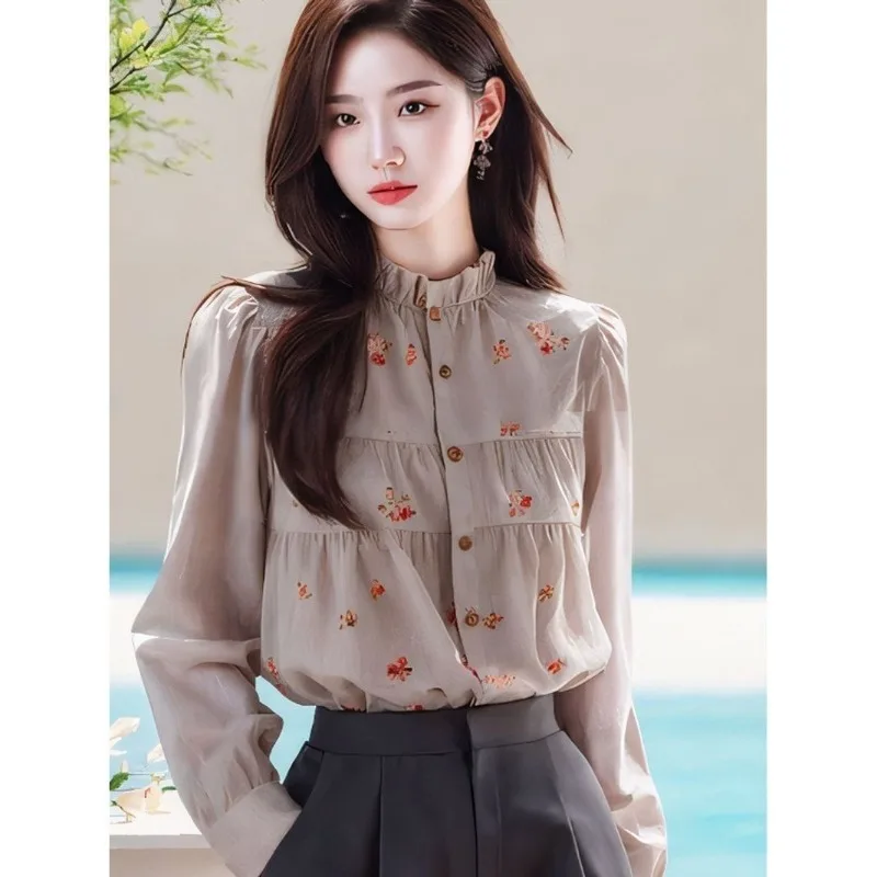 

Autumn Trendy Elegant Printed Long-sleeve Blouse Women's Vintage Chic Top