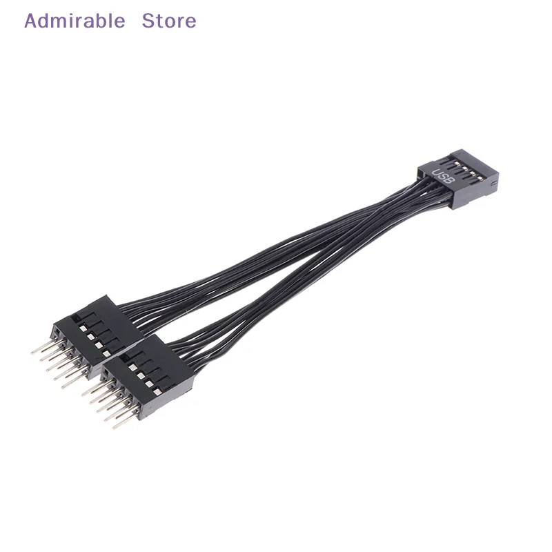 [W]1Pc Computer Motherboard USB Extension Cable 9 Pin 1 Female To 2 Male Y Splitter Audio HD Extension Cable For PC DIY 10cm