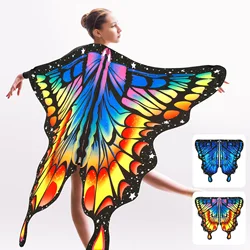 Colorful Butterfly Shawl Costume Mask Adjustable Strap Lightweight Butterfly Wings Shawl Fairy Cape with Antenna Headband