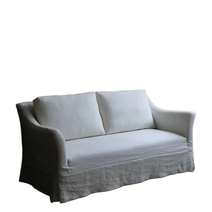 

Retro washed hemp fabric three-person Japanese-style homestay designer white fully dismantled and washed furniture