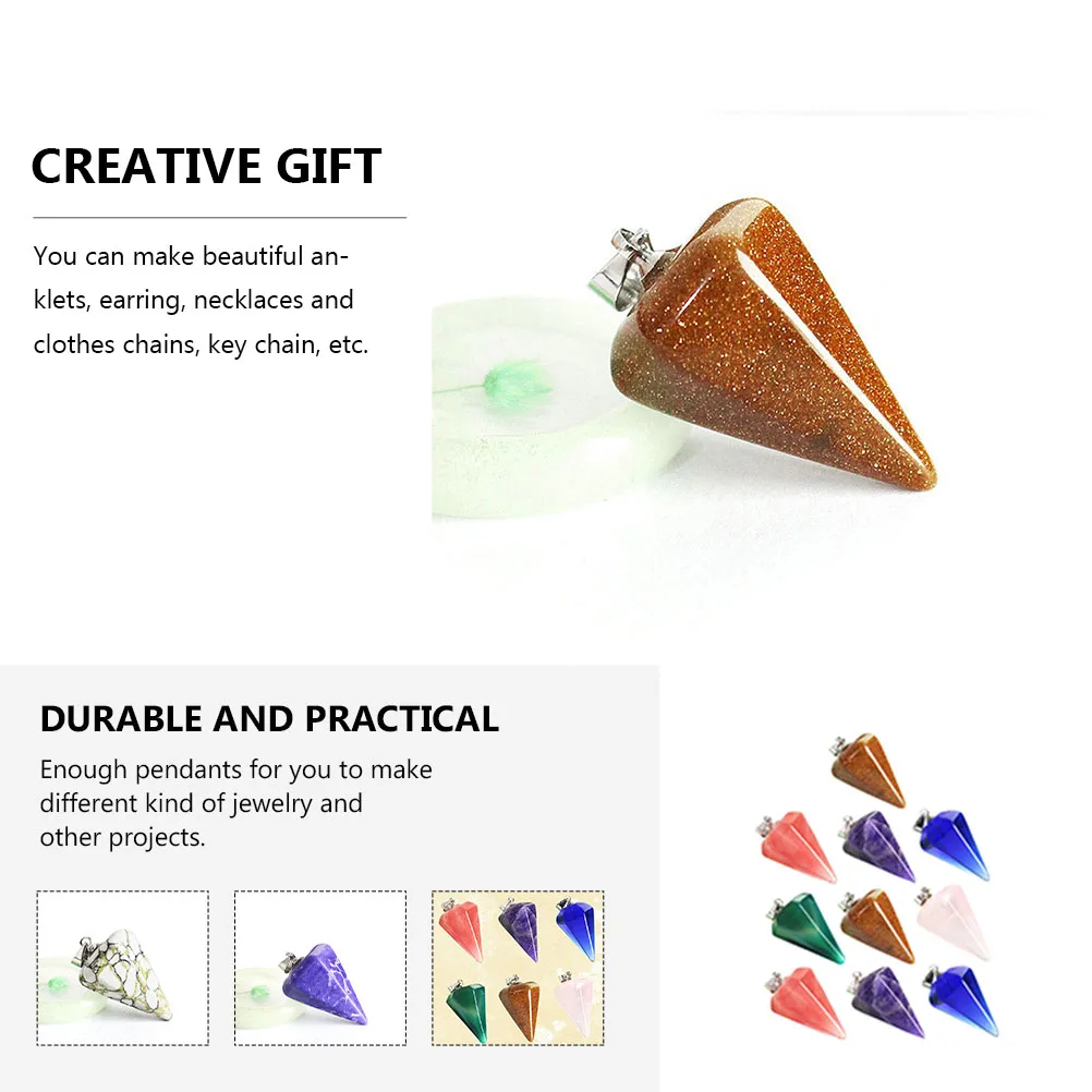 

10Pcs Hexagonal Cone Crystal Jewelry Pendants DIY Necklace Bracelet Earring Charms Durable Jewelry Accessories Craft Supplies