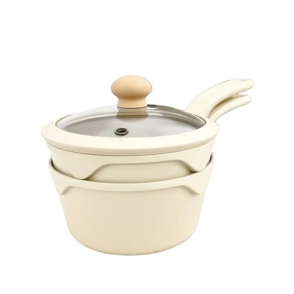 For Morning Breakfast Pink Aluminum Milk Pot Set Saucepan With Lid Lightweight Aluminum Alloy Secure Fitting Cover
