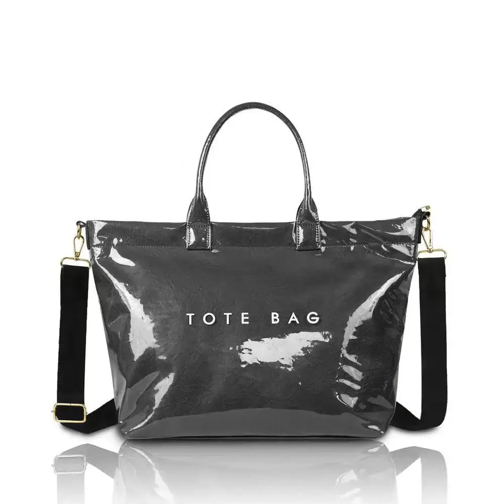 2025 Retro Leisure Style Street Handheld Shoulder Bag with Simple Wrinkles, High Quality Transparent PVC Waterproof Shopping Bag