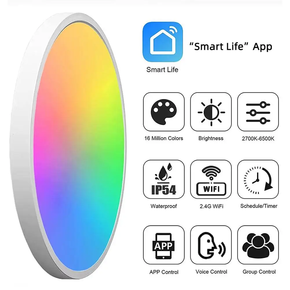 Smart Ceiling Light 0-100%stepless Dimming APP Control Mode Light Group Home Control Decoration Scene Modern Light Circular I3M9