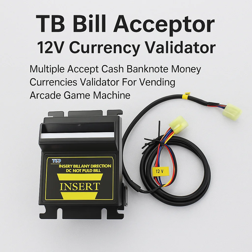

TB 12V Bill Acceptor Cash Validator – Multi-Currency Banknote Reader for Vending Machines & Arcade Game Cabinets