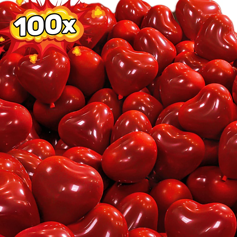 Globos de corazón rojo de 10 pulgadas, globo inflable de látex para el Día de San Valentín, boda, fiesta, aniversario, suministros de decoración al por mayor