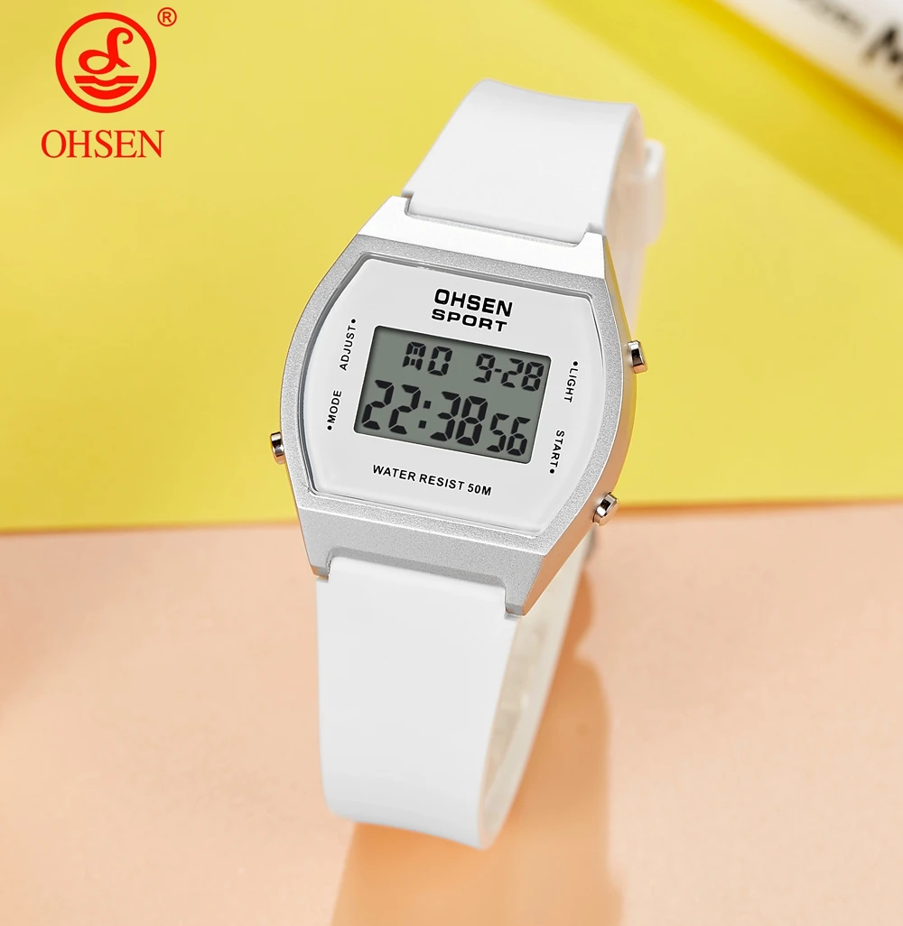 Reloj deportivo Digital para mujer, pulsera electrónica, resistente al agua, con alarma LED, color blanco, ideal para regalo