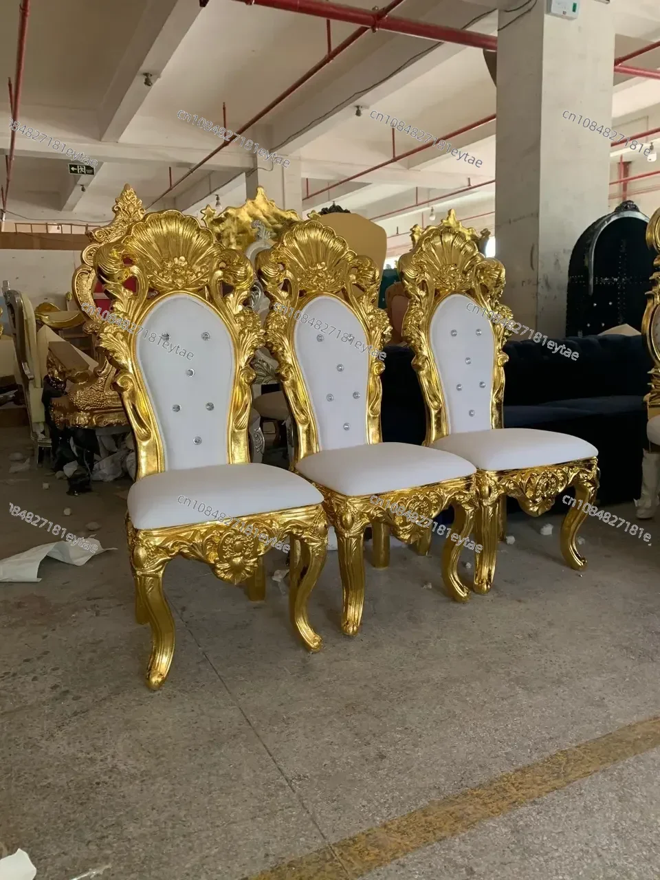 

Luxury King Queen Throne Chair Gold High Back Leather Living Room Chair 2 Single Throne Chairs for Wedding Party Event