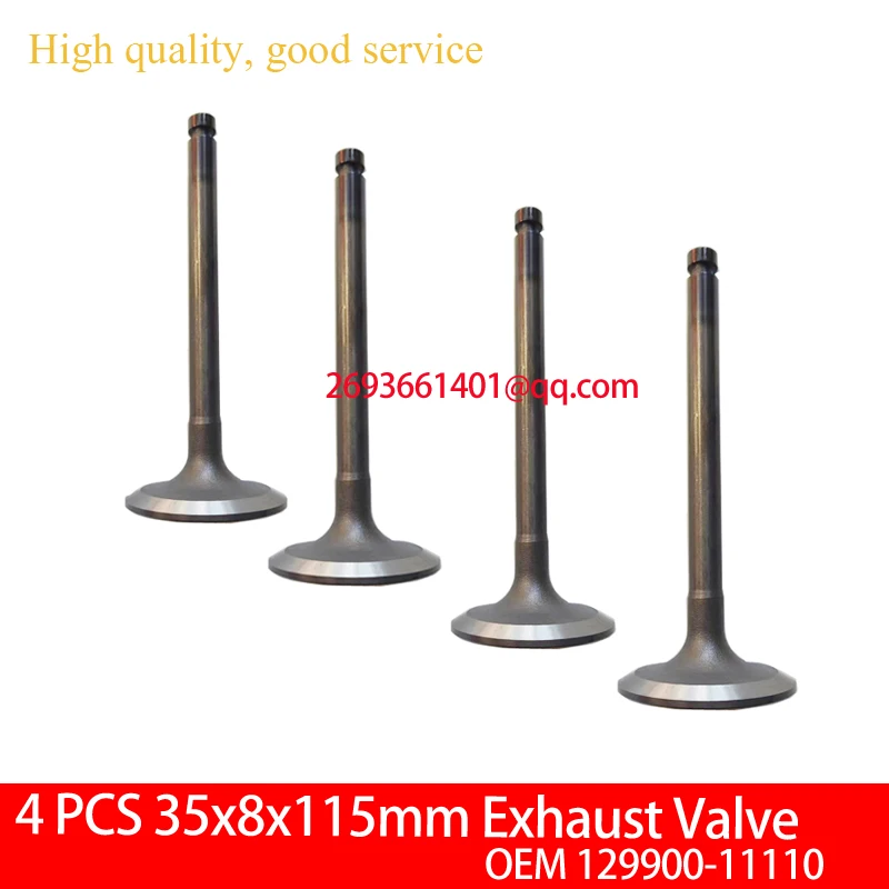 4 PCS 35x8x115mm Exhaust Valve OEM YM 129900-11110 For Yanmar Diesel Engine  4TNE94 4D94E 4TNE98 4D98E