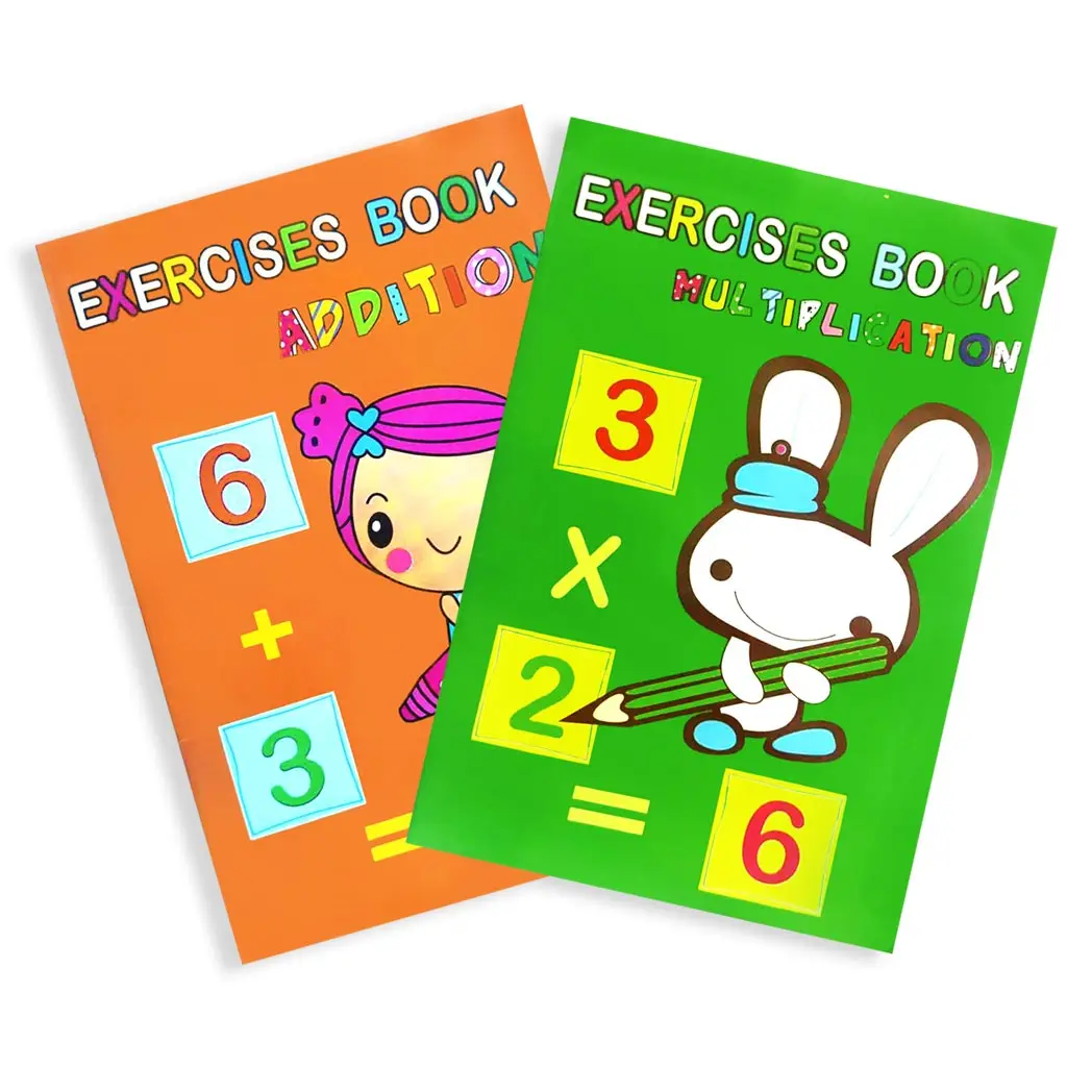 Libro de trabajo educativo de ayuda para la tarea de los niños, adición de matemáticas, resta, multiplicación y división, ejercicios de letras