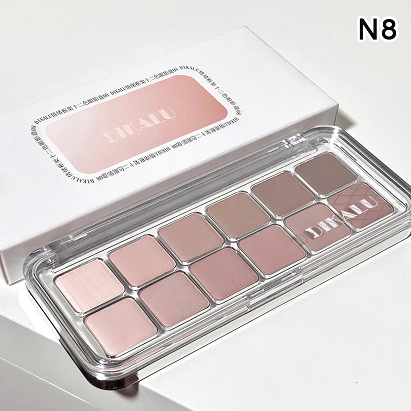 DIKALU 12-color Glitter Eyeshadow Palette For Shiny Fashionable Eye Makeup Cement Color Long Lasting Eye Shadow Palette Cosmetic