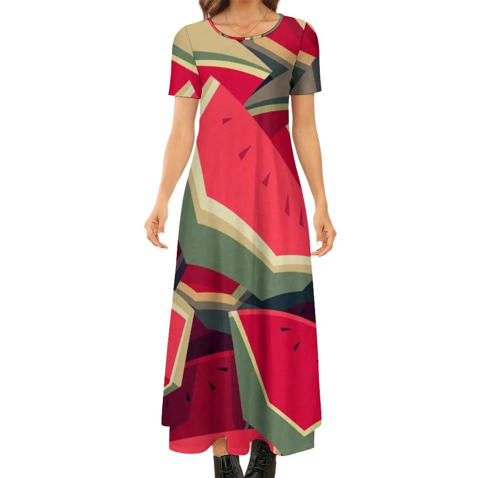 

Too many watermelons Round Neck Short Sleeve Dress dress for women summer evening dress woman