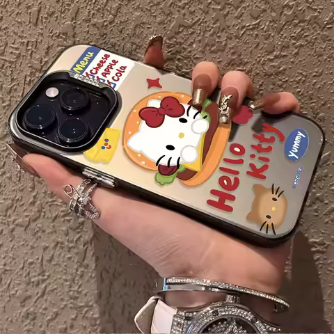 Cute Hello Kitty Plating Phone Case For Samsung Galaxy S25 S21 S23 S22 S24 FE Plus A26 A35 A52 A53 A54 A55 A56 A16 A15 5G Cover