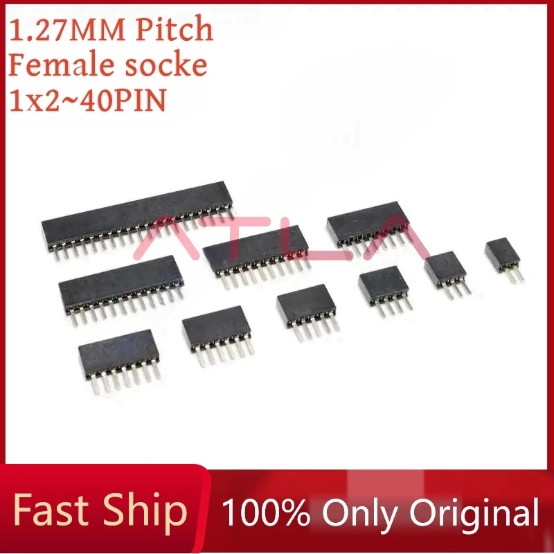 

1.27 Single Row Pin Female Header Socket Pitch 1.27mm 1*2P 3P 4P 6P 8P 12P 15P 20P 40P 1x40Pin Connector For Arduino