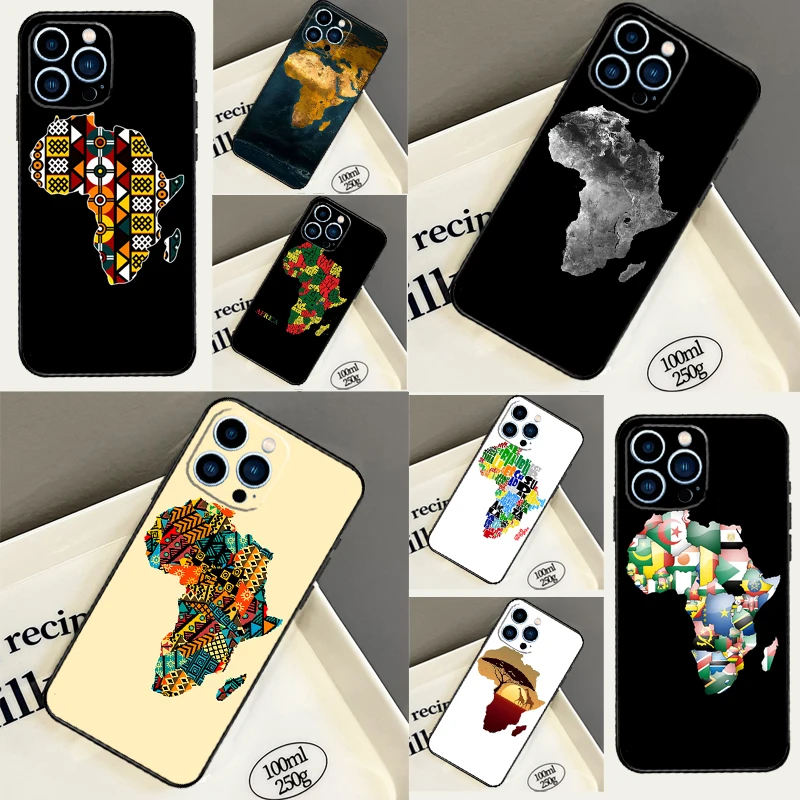 

Africa Map Geography Phone Case For iPhone 16 16e 14 13 12 11 15 Pro Max 12 13 mini XR 15 16 Plus Back Cover