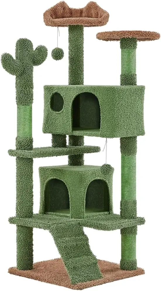 

54.5″ H Cat Tree, Cactus Cat Tower Condo Scratching Posts Indoor Cat Furniture w/Perch, Platform, Ball