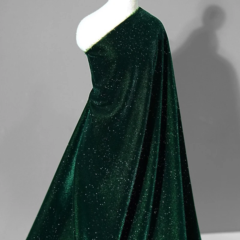 

Velvet Fabric Glitter Starry Design Soft Smooth Non-Elastic Shiny Material DIY Sewing Wedding Dresses Banquet Gowns Cheongsam
