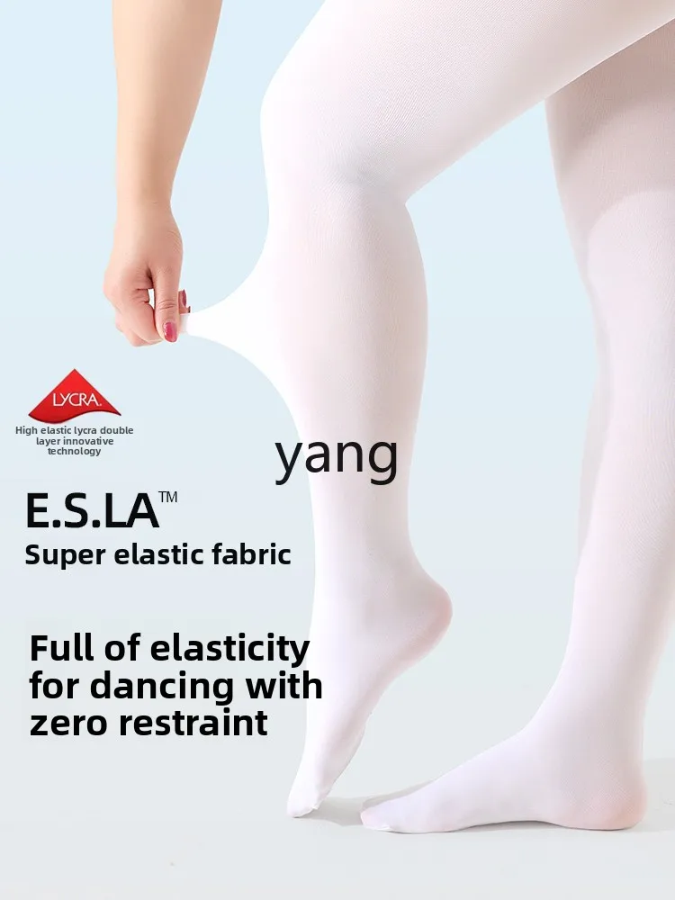 Yjq large size adult dance socks practice women spring and summer thin fat white ballet jumpsuit stockings