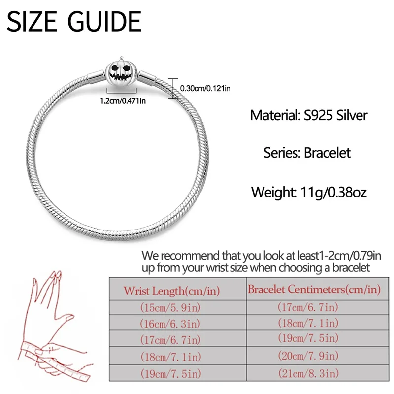 2026 Neues 925 Sterling Silber 17-20CM Leuchtendes Kürbis-Armband für Damen Mode Exquisiter Schmuck Geschenke zum Geburtstag und Jahrestag – Detail 5