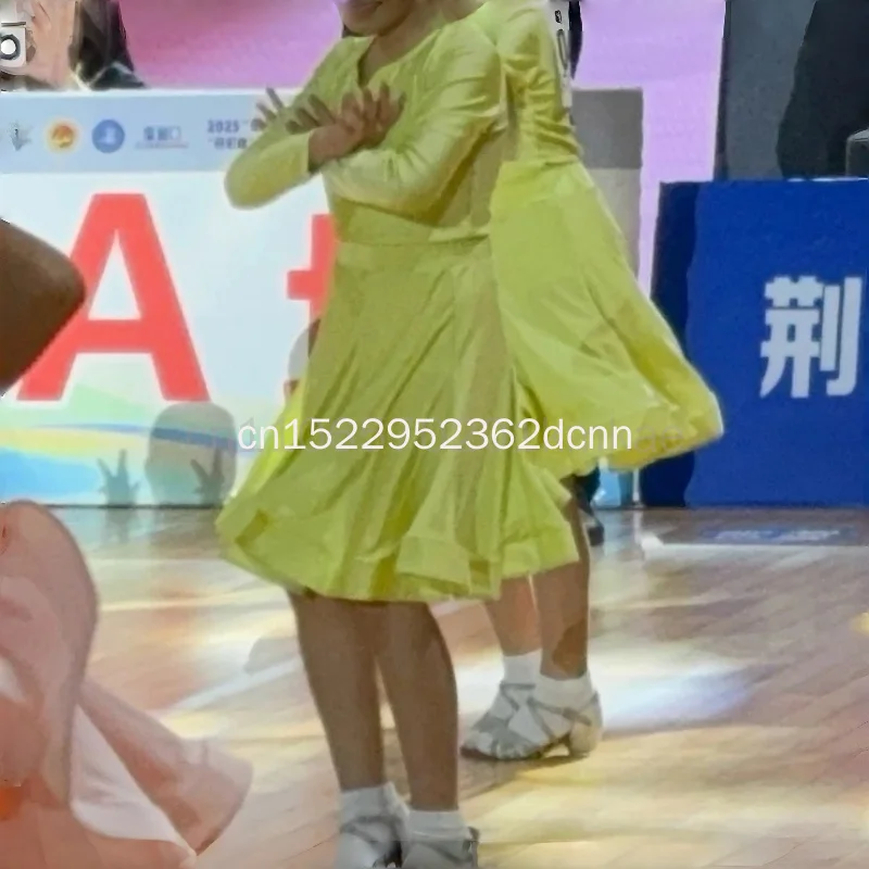 

Детское платье для латинских танцев, платья для бальных танцев для девочек, юбка для сальсы, танго, тренировочный костюм для соревнований, сценического выступления