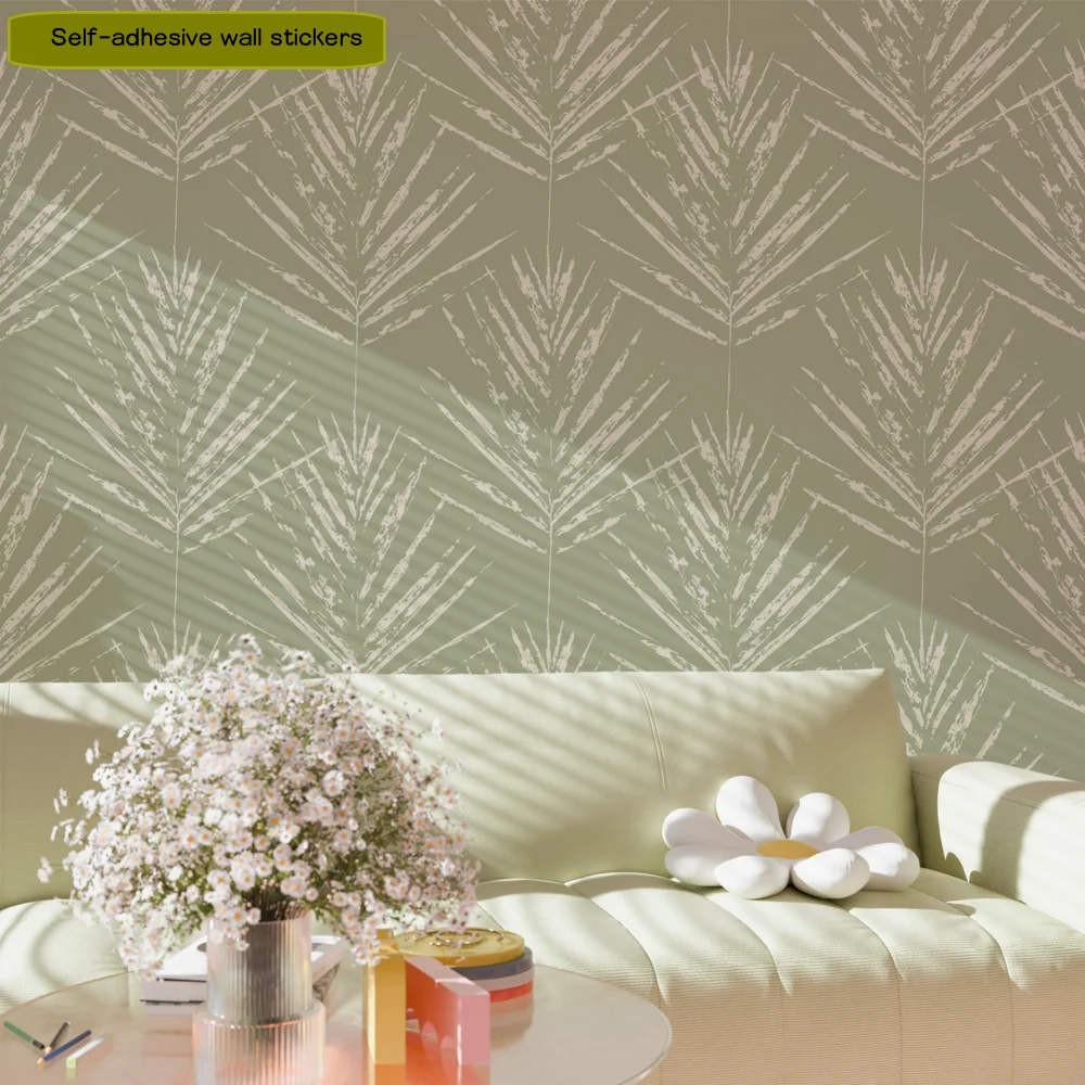 

ПВХ обои Four Seasons с разноцветными пальмовыми листьями для комнаты, съемные обои для гостиной в стиле ретро с пальмовыми листьями