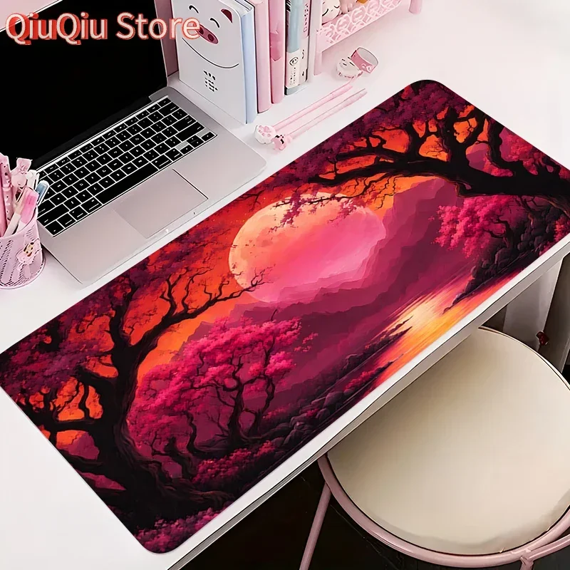 

Офисный геймерский коврик для мыши, игровые аксессуары, коврик для клавиатуры, противоскользящий коврик для мыши в стиле аниме, резиновый коврик для мыши с горным лесом, Pagoda Torii, настольный коврик