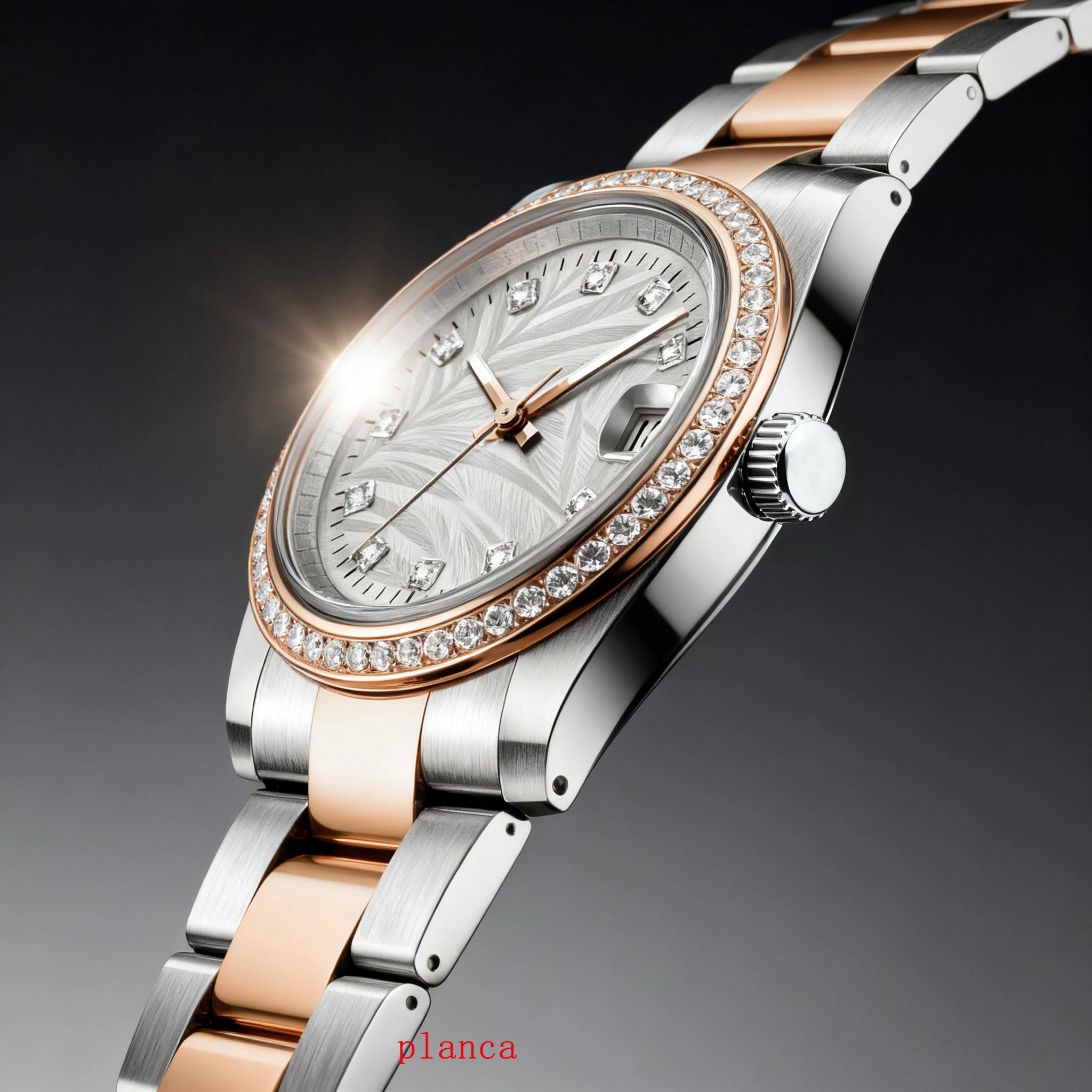 Orologio meccanico automatico di moda business di lusso di fascia alta da uomo con logo personalizzato Orologio con display del calendario in vetro zaffiro da 39 mm