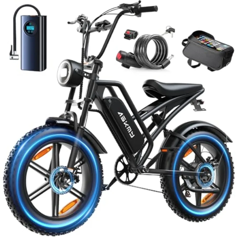 

All-Terrain Fat Tire Electric Bike: 1500W Peak Motor 28MPH Speed 60 Miles PAS Range 48V15Ah Removable Battery 20 Mountain Dirt