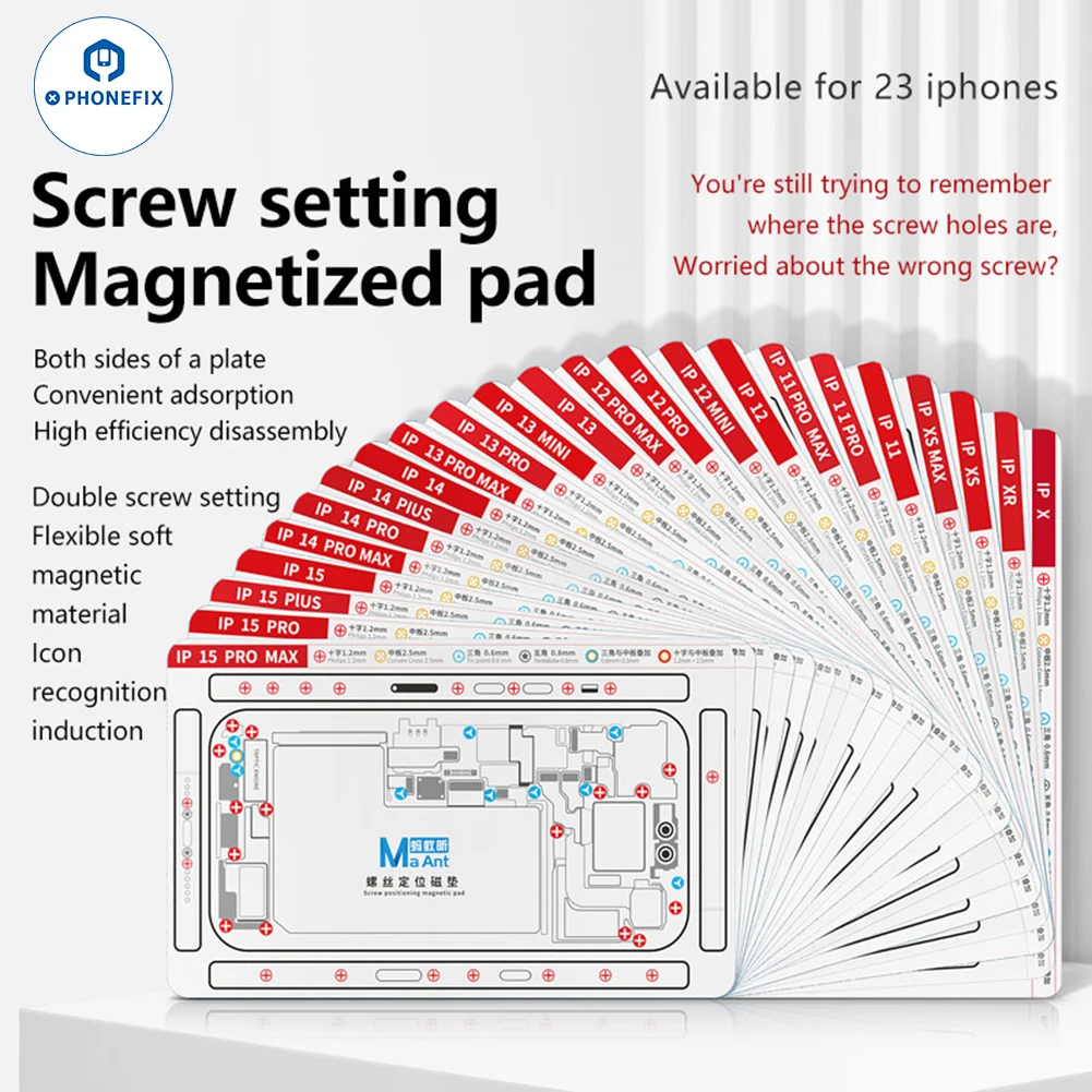 MAX15 Cell Phone Screw Positioning Magnetic Pad for iPhone X /11/12/13/14/15 Series DIY Maintenance Disassembly Scew Bit Guiding