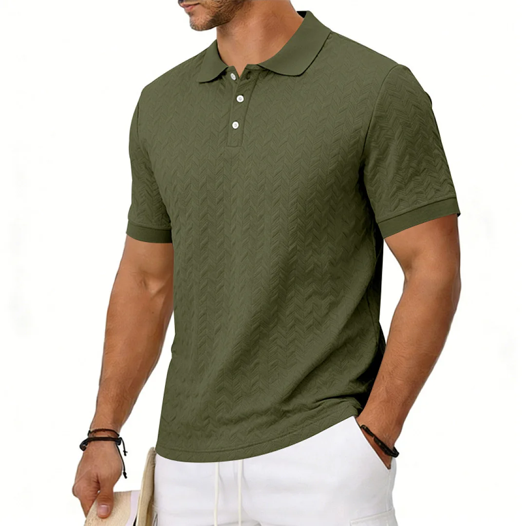 Grenzüberschreitendes Amazon American Heavy-Duty Polo-Shirt mit lockerem Texturmuster, einfarbig, Jacquard, lässig, schlicht, trendig, kurzärmelig – Detail 25