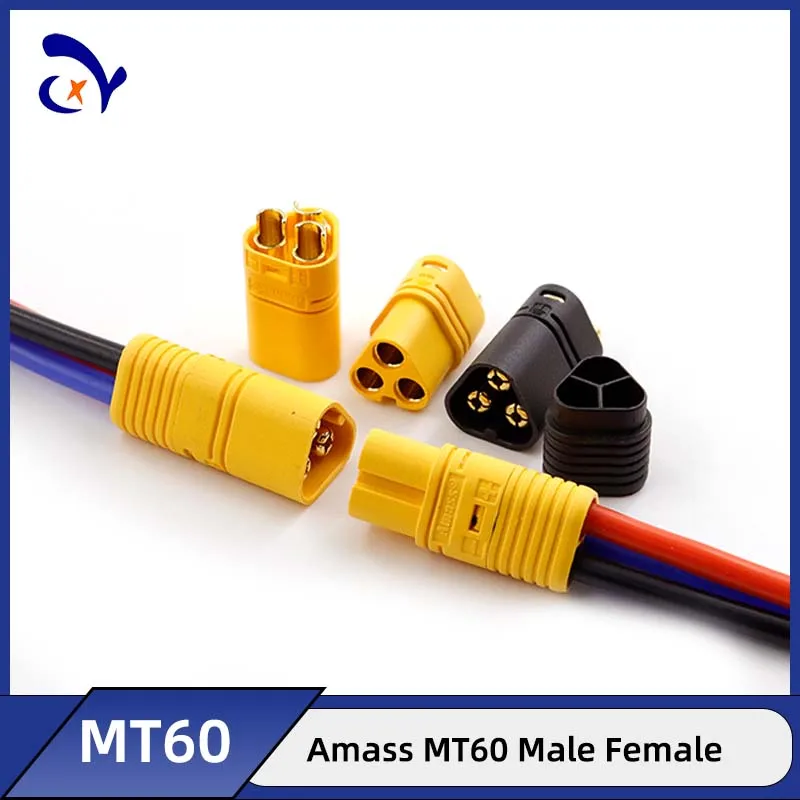 1PCS Amass MT60 three-core electric vehicle model drone lithium battery connector with silicone wire 12AWG