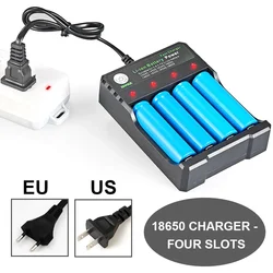 18650 Battery Charger Black 4 Slots AC 110V 220V Dual For 18650 Charging 4.2V Rechargeable Lithium Battery Charger