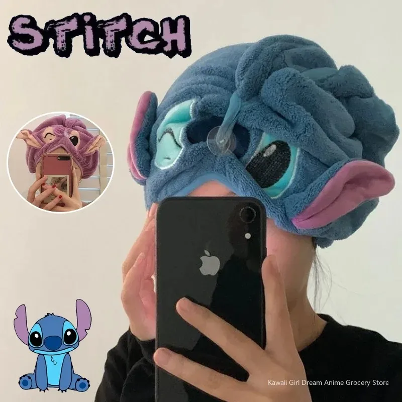 Disney Stitch Dry Hair Cap for Women, Thickened and Super Absorbent Headscarf for Wiping Hair, Quick Drying Cap, Dry Hair Towel