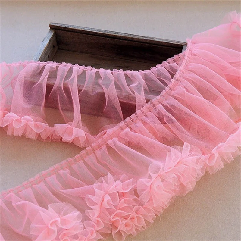 15CM wide tulle mesh 3d pleated lace fabric needlework ribbon ruffle Trim wedding dress Puffy skirt curtains DIY sewing decor