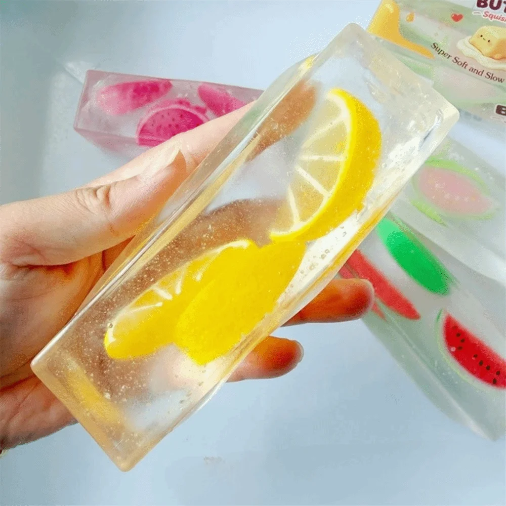 Pinch Transparent Fruit Bar Squishy Moldable Soft Fruit Strip Squeeze Slow Rebound Slow Rising Fruit Bar Fidget Gifts