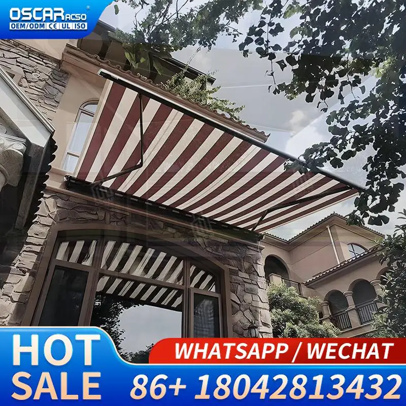 Retractable Sun Shade Extendable Roof Awning Frame PVC Sail for Balcony Patio Garden Retractable Awning