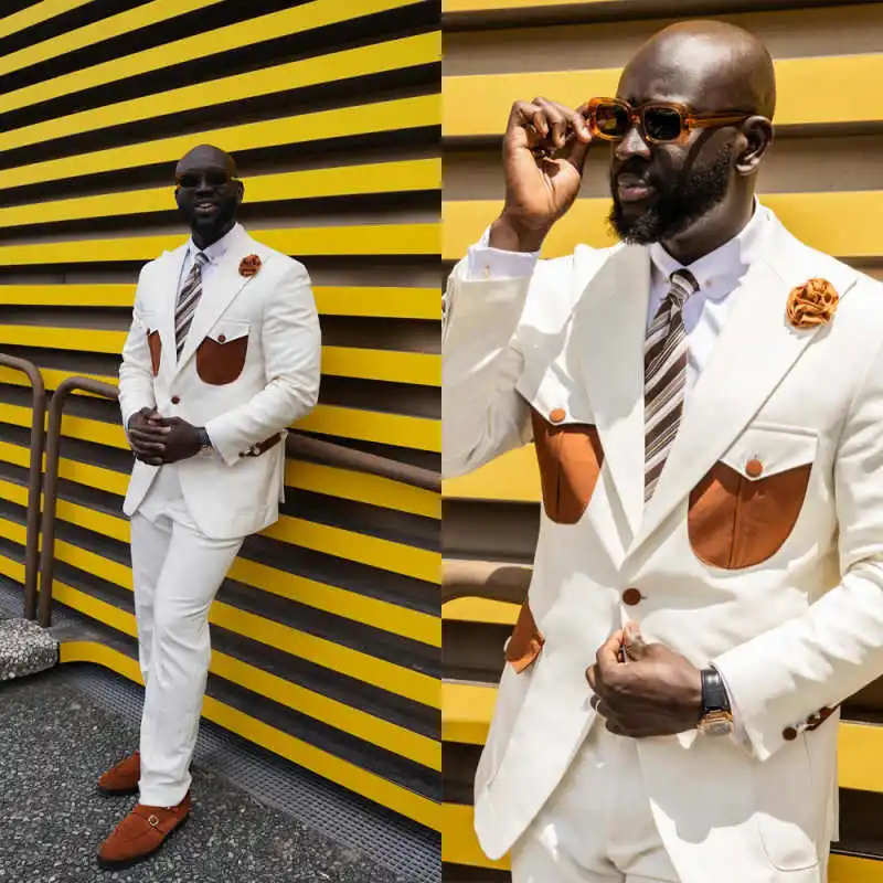 

Modern Men Suits 2 Piece Jacket Pants Single Breasted Formal Business Occasion Banquet Party Customized Trajes Para Hombre