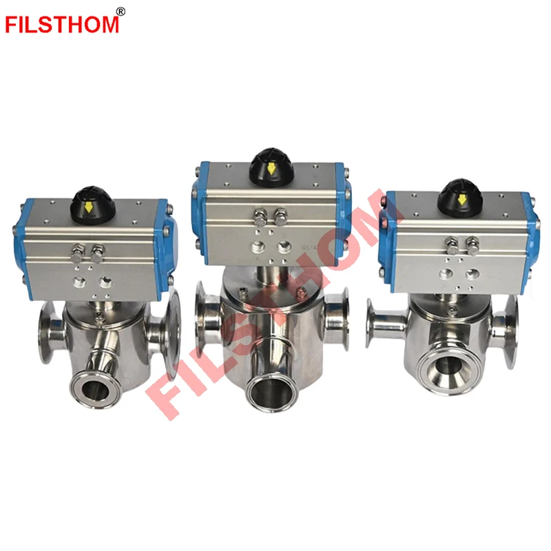 Pneumatic Three-Way Rotary Valve With Actuator For Sauce Liquid Paste Pneumatic Filling Machine Accessories  DN25 DN38 view 2