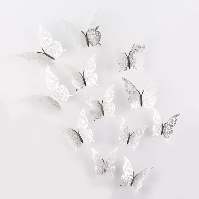 12pcs Cake Decorations 3D Hollow Butterflies Happy Birthday Cake Toppers for Birthday Cakes Dessert Baby Shower Decor Butterfly