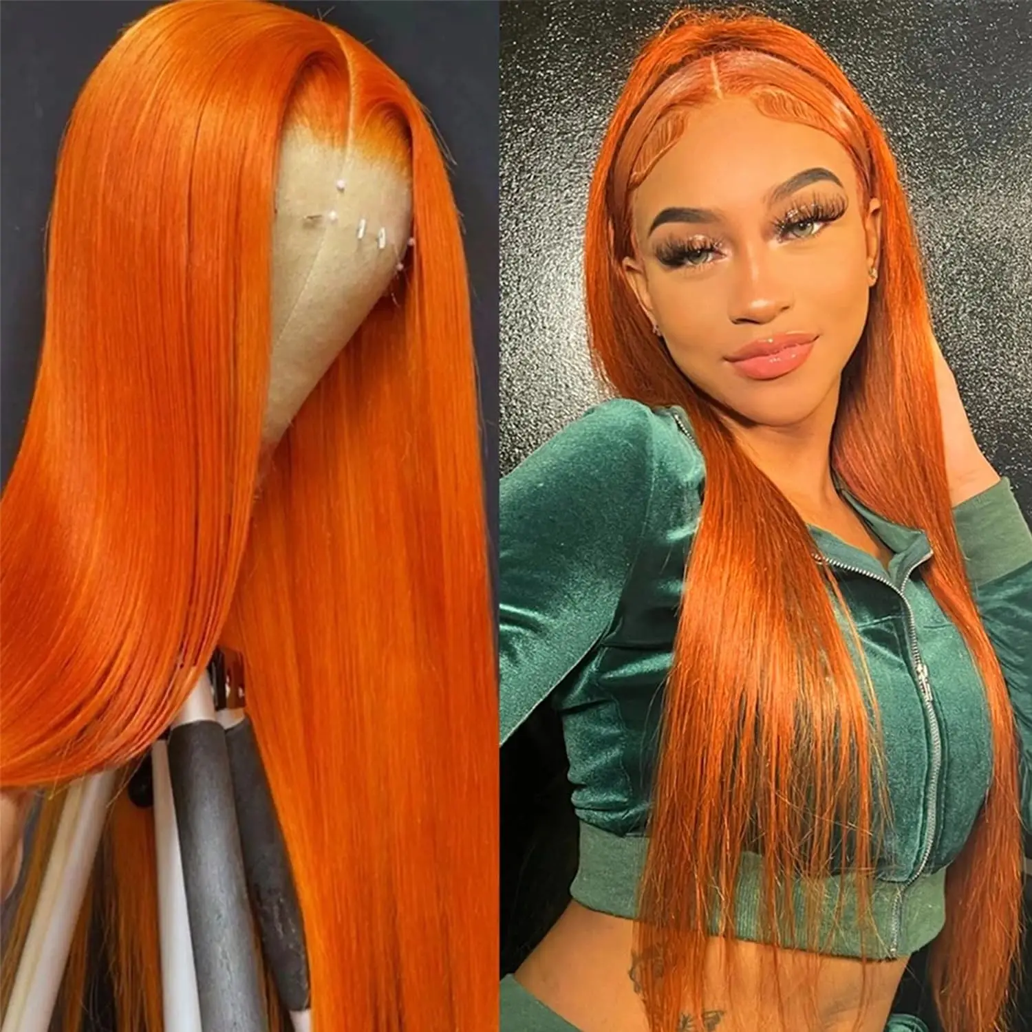 Ginger Wig Human Hair 30 Inch 200 Density 13x6 HD Transparent Lace Front Wigs Human Hair Pre Plucked Straight Wig Human Hair image 4