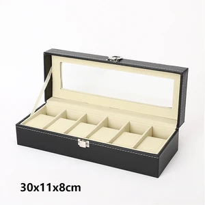3/6/12 Slot Men Watch Display Case PU Leather Watch Organizer Box Black Watch Bracket Display Box Holiday Gift ﻿