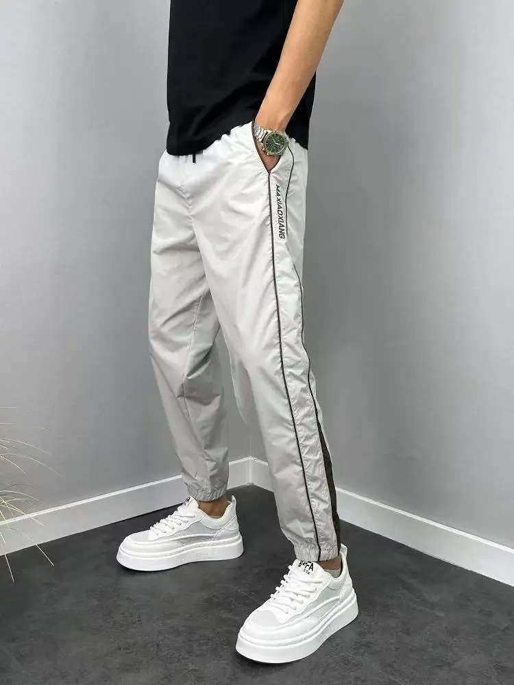 

New Color Blo Men's Casual Pants Loose Fit Elastic Waist Breathable Qui Dry Spring Summer Trendy Embroidered Slim Fit