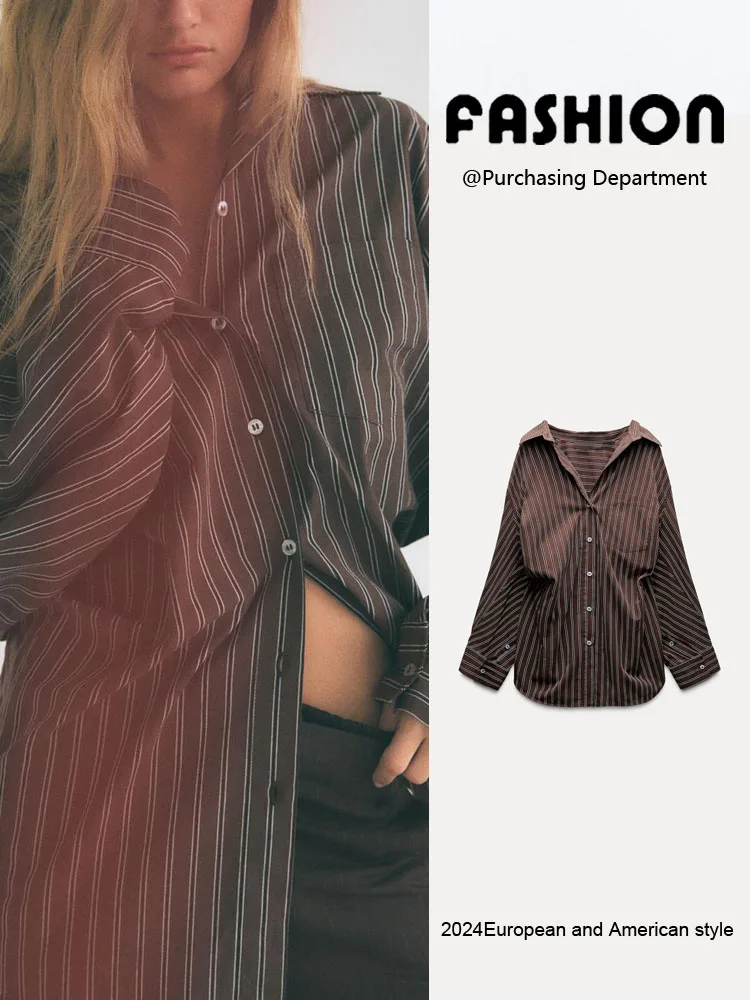 

Comfortable Long Sve irt Women's Single Button Batwing Sve Striped Collar New Arrival Autumn Seasonal Faion Ladies'...