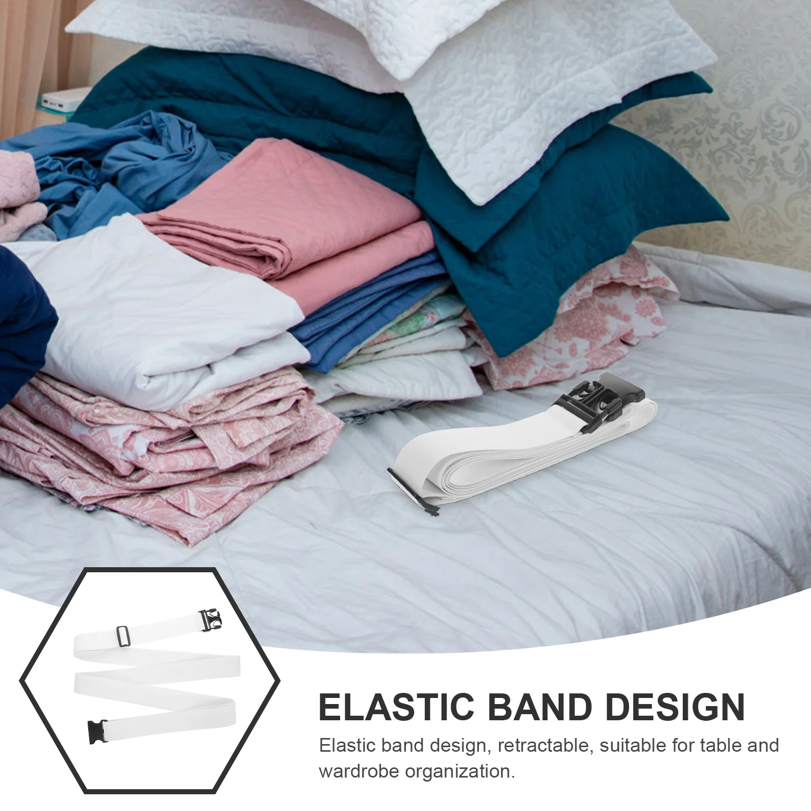 

4 Meters Adjustable Elastic Band For Wardrobe Moving Closet Organizer Tablecloth Fixing Strap Multi-Use Furniture Binding Bands